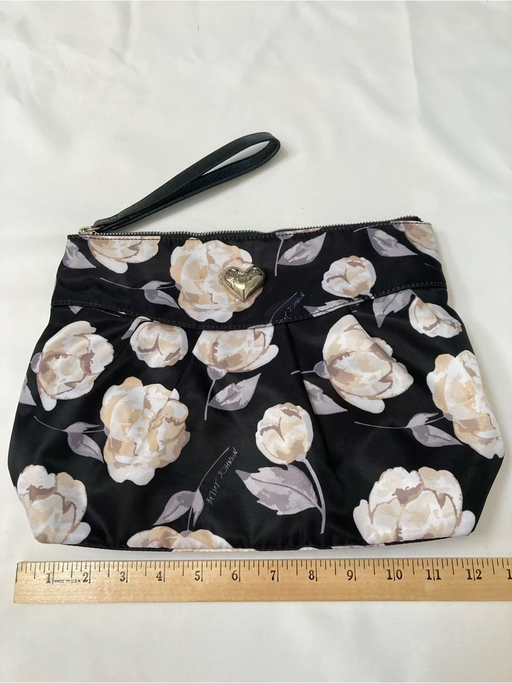 Betsey Johnson black nylon cosmetic pouch
